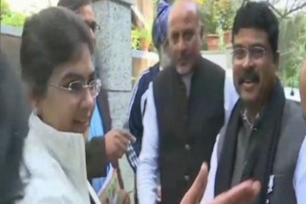 Delhi elections: Dharmendra Pradhan holds door to door campaign Delhi elections: Dharmendra Pradhan holds door to door campaign