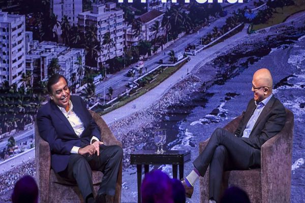 In Mumbai, Microsoft boss Nadella trumpets cloud tie-up with India's Reliance In Mumbai, Microsoft boss Nadella trumpets cloud tie-up with India's Reliance