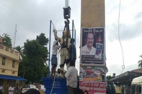 Tamil group clash damages Dr Ambedkar's statue, vehicles torched News Image