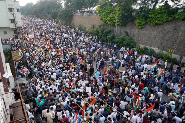 Tens of thousands march in Hyderabad to protest citizenship law Tens of thousands march in Hyderabad to protest citizenship law