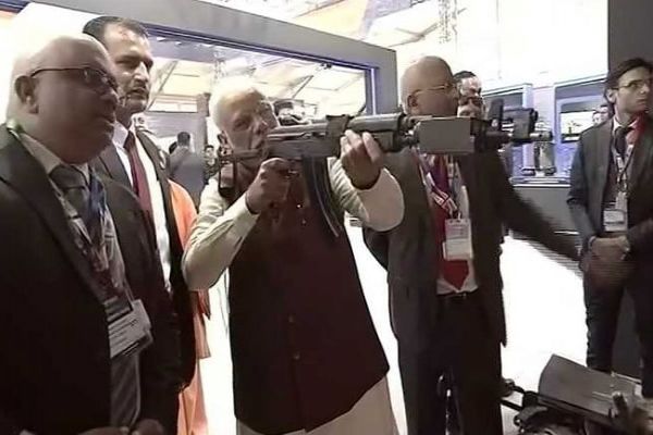 Watch PM Narendra Modi Shoot Assault Rifle At DefExpo 2020 Watch PM Narendra Modi Shoot Assault Rifle At DefExpo 2020